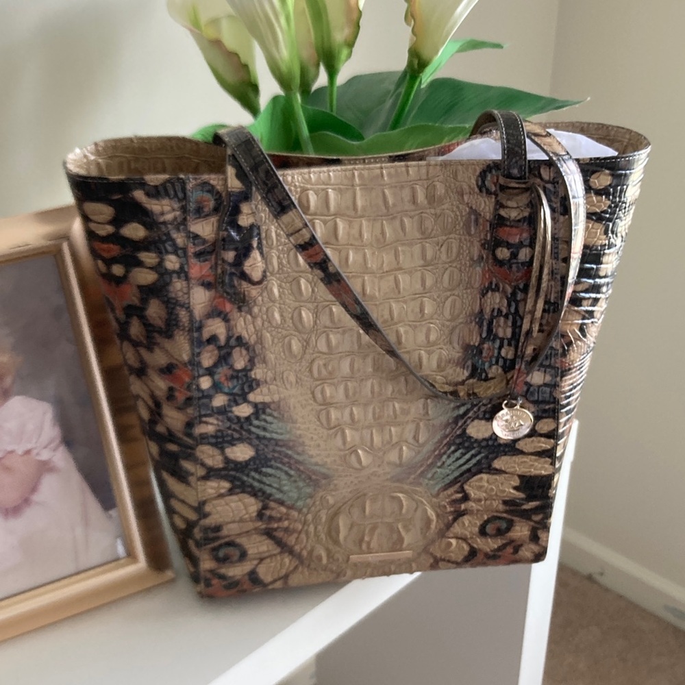 Brahmin Gold and Brown Textured Tote